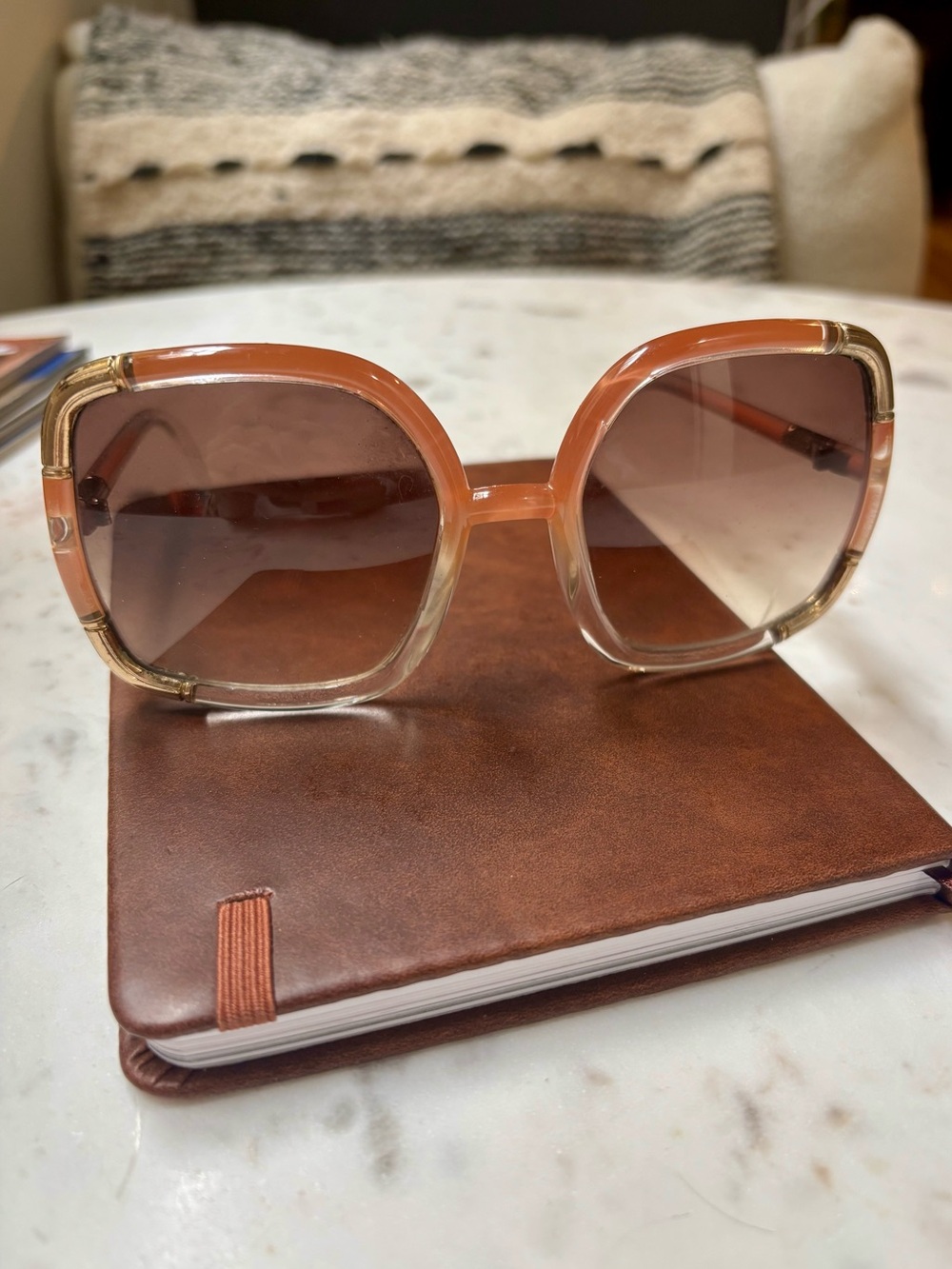 Vintage Ted Lapidus Paris 1970s Oversized Sunglasses - Translucent Coral Pink